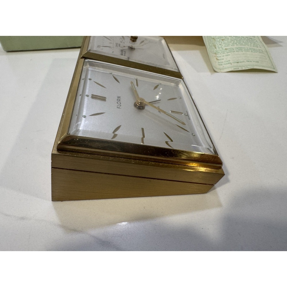 Vintage Florn Germany Desk Alarm Clock and Barometer Working - Picture 5 of 9